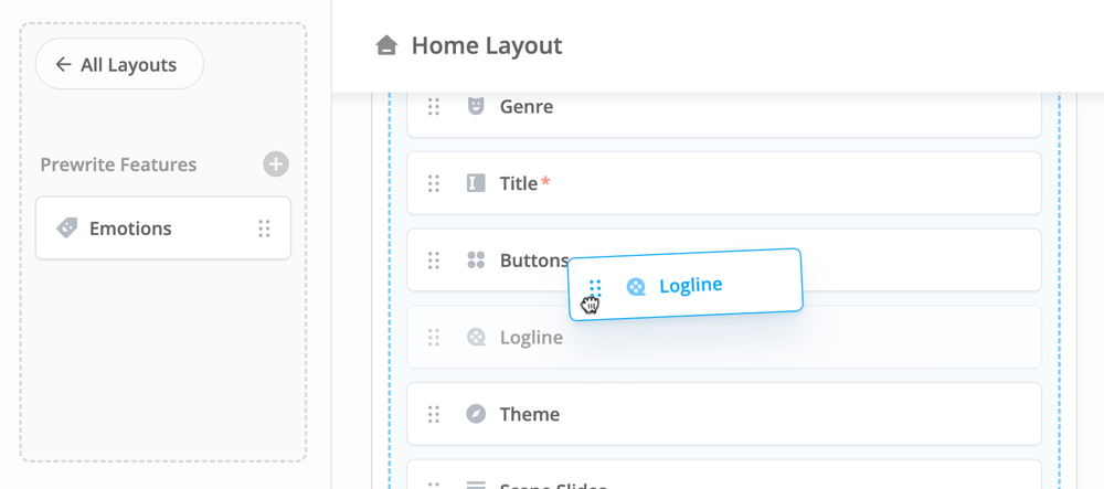 Drag and drop layout customization