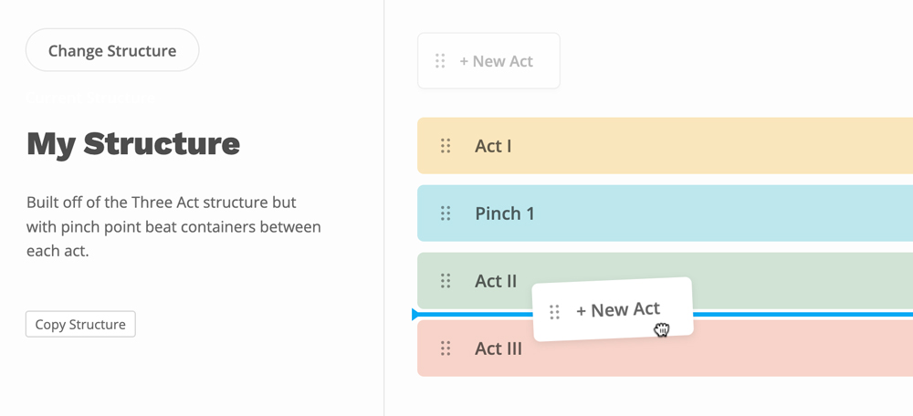 Customize structure with drag and drop