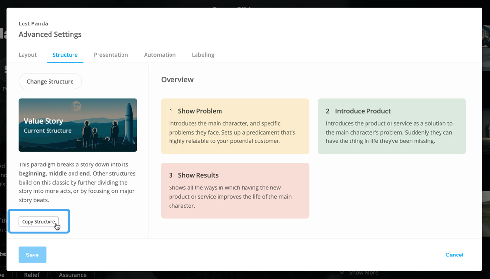 Copy Structure button