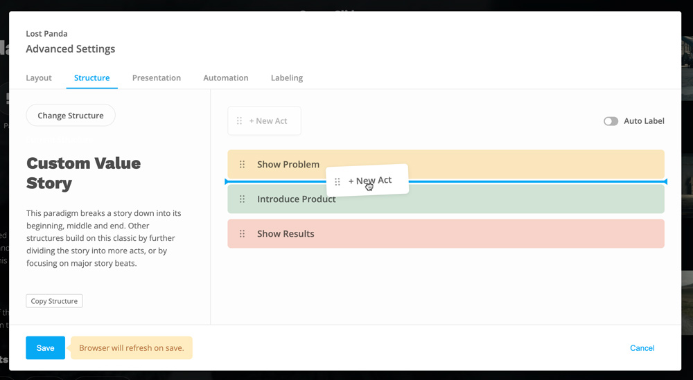 Customize structure interface