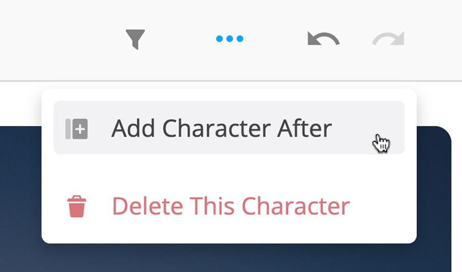 Add Character After option