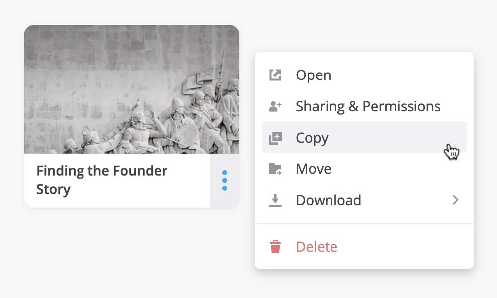 Copy option in dropdown