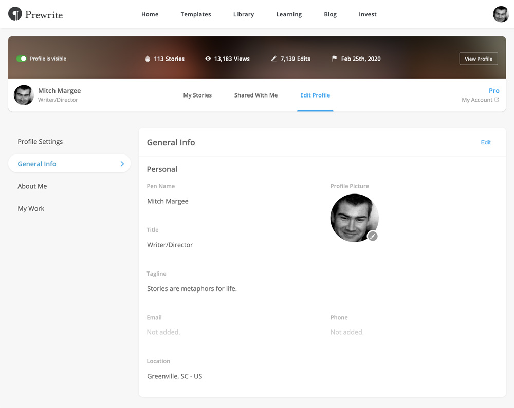 Edit Profile section