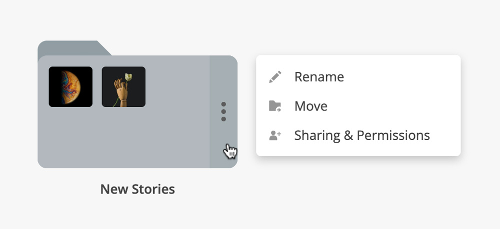 Folder item dropdown menu