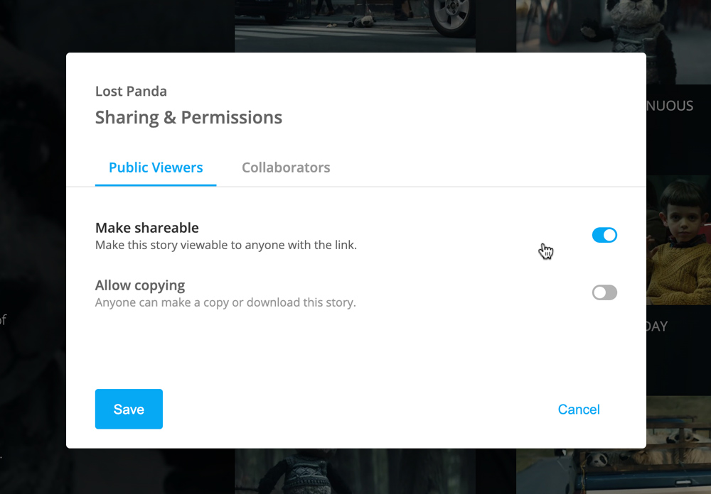 Make Shareable toggle