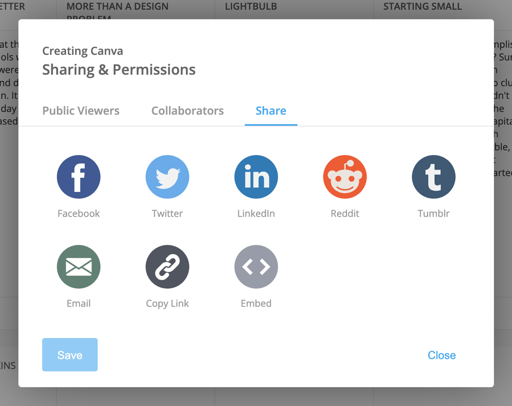 Share tab