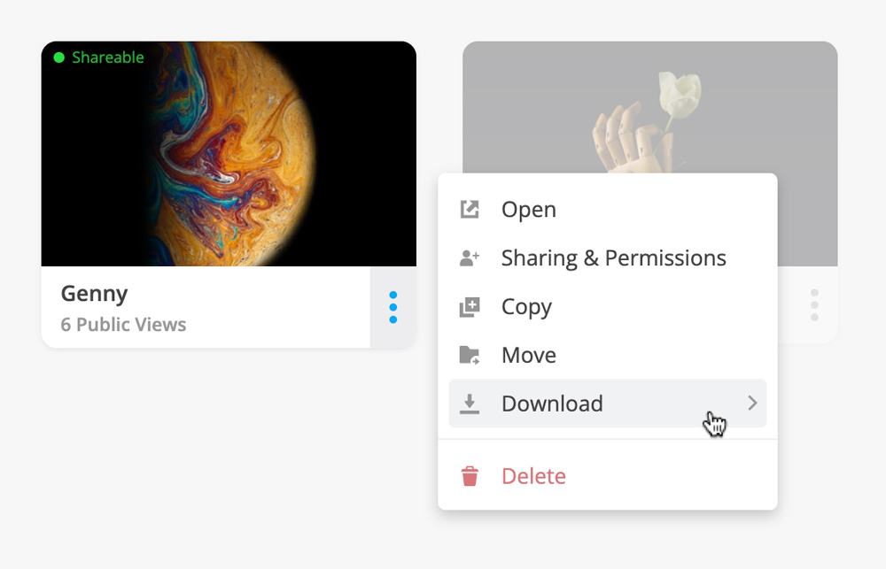 Story item dropdown menu
