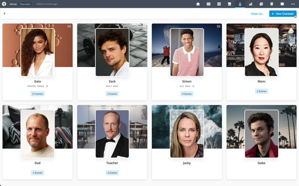 Characters view